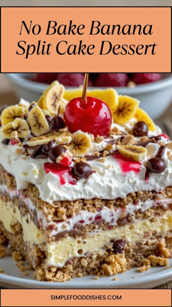 No Bake Banana Split Cake Dessert