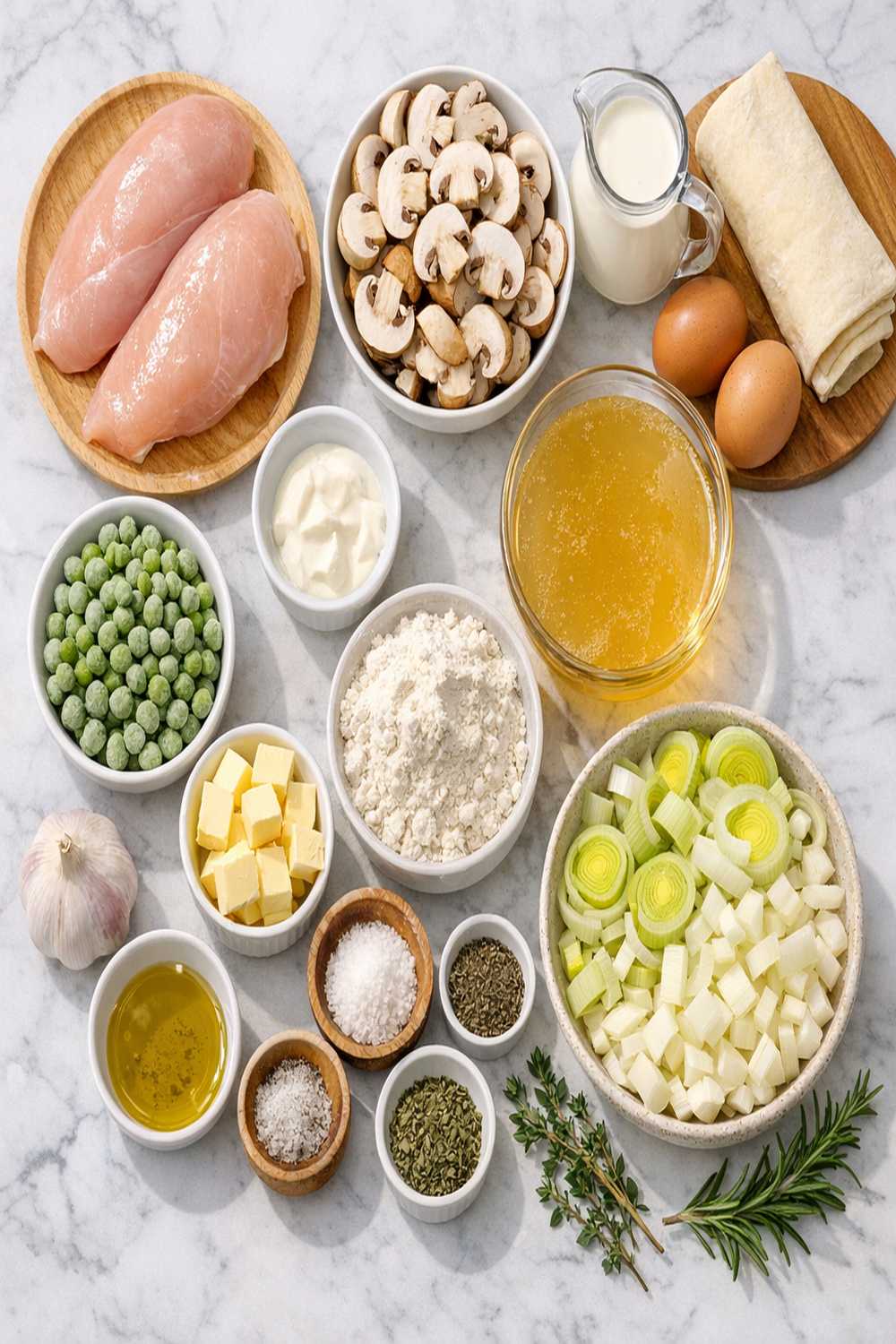 Chicken Mushroom Pie Recipe ingredients