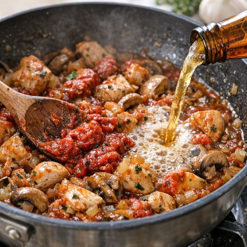 Step 7: Add Liquid and Build the Sauce