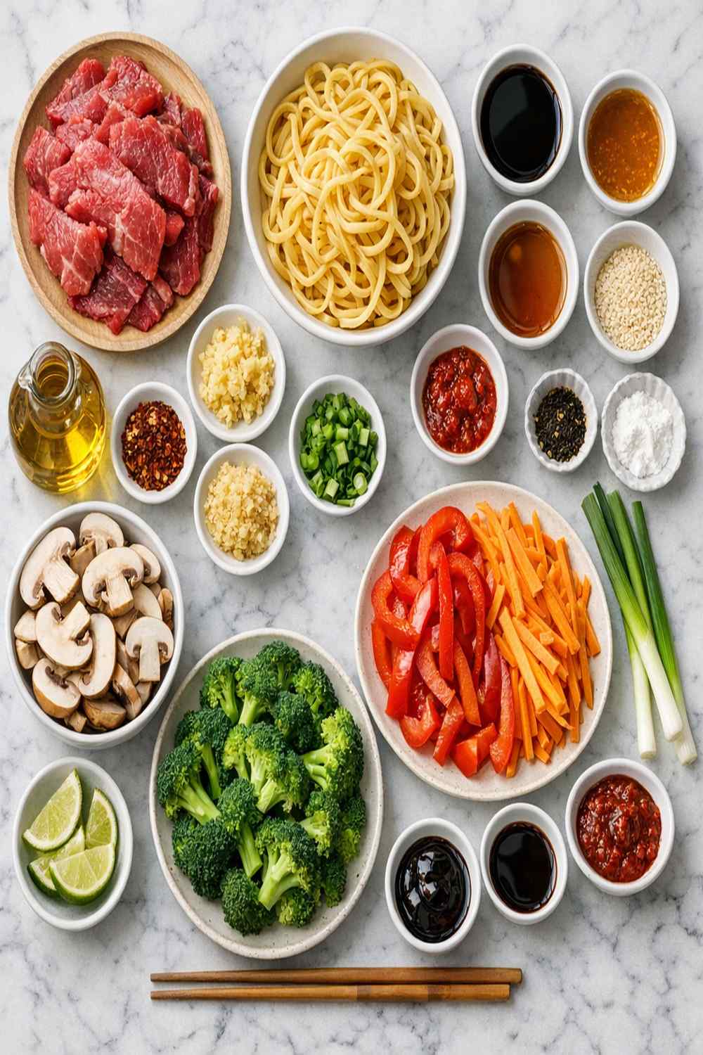 Chinese Beef Noodle Stir Fry Recipe ingredients