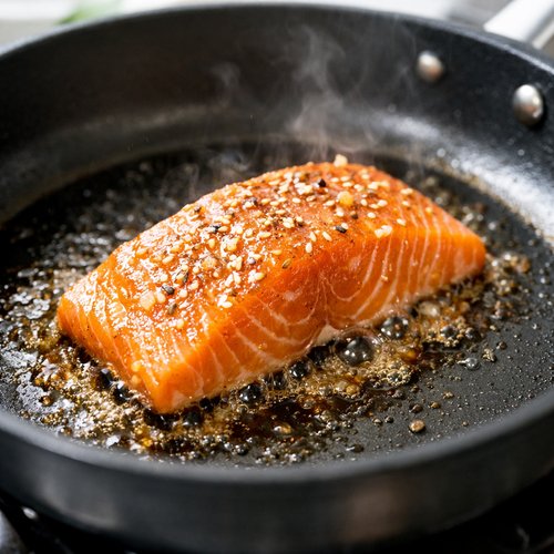 Step 7: Place Salmon in the Pan (First Side)
