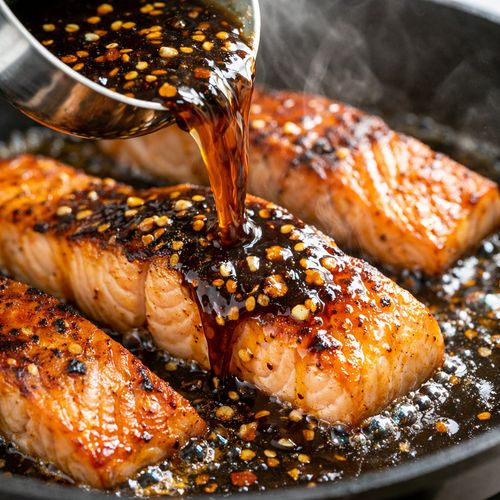 Step 9: Pour the Sauce Over the Salmon